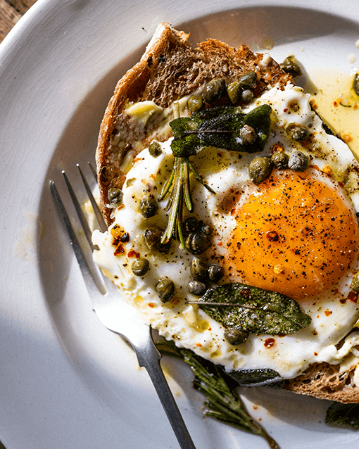 Stonegate Estate | Organic eggs | Fried eggs on toast with capers