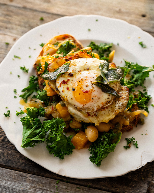Squash and Butter Bean Fried Eggs | Stonegate Estate Organic