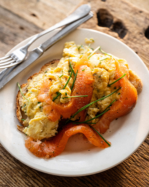 Scrambled Eggs with Smoked Trout Stonegate Estate Organic