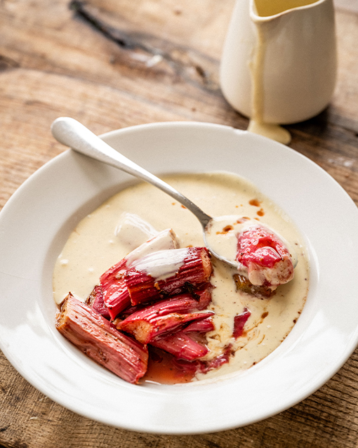 Spiced Rhubarb With Homemade Custard | Stonegate Estate Eggs