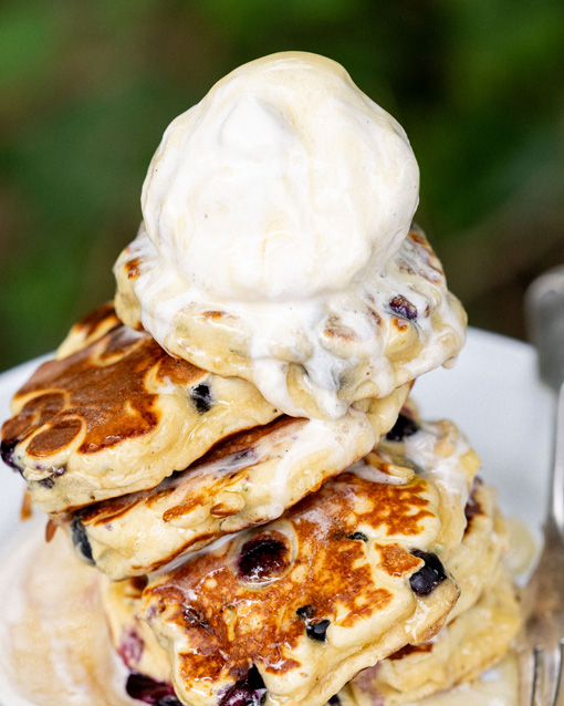 Blueberry Pancakes with Honey & Thyme - Twist on a Classic