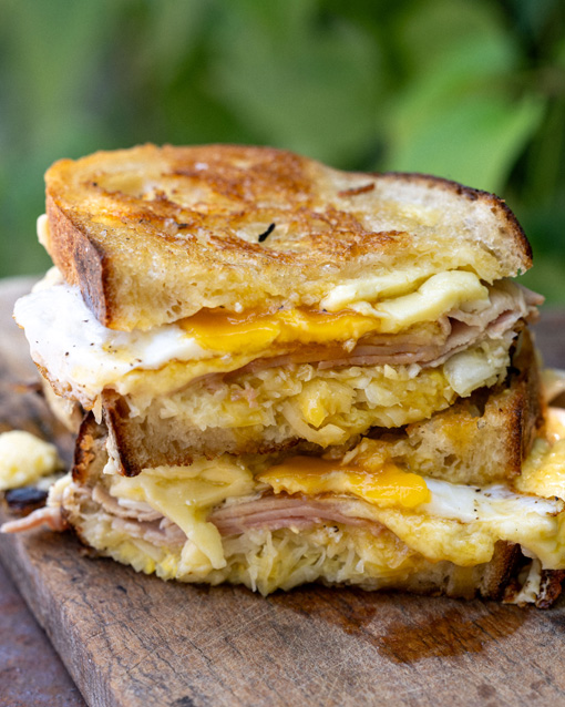 Farmhouse Toastie Recipe with Ham, Cheddar, and Fried Egg