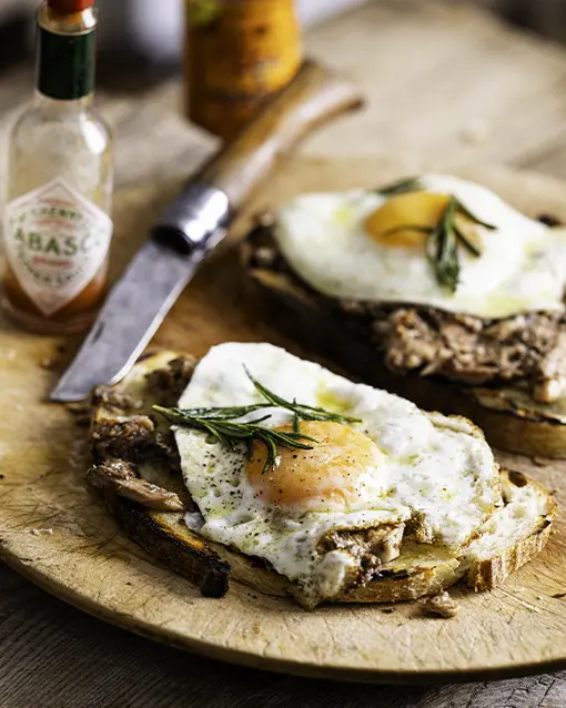 Gill Meller's Bloody Mary Sardines on Toast with a Rosemary Fried Egg - Stonegate Estate