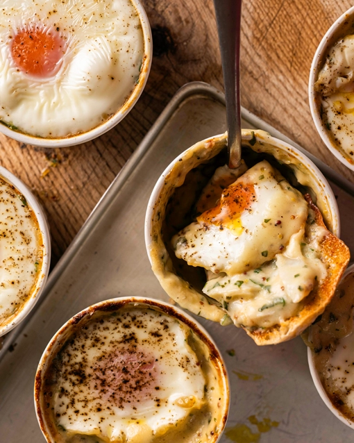 Gill Meller's Smoked haddock rarebit baked Stonegate Estate eggs - Stonegate Estate
